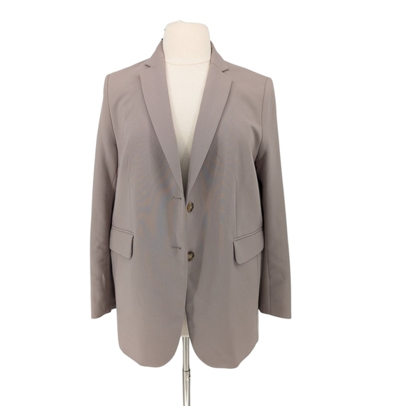 H&M Boyfriend Relaxed Two Button Blazer Taupe L preppy Business casual office - Picture 1 of 7